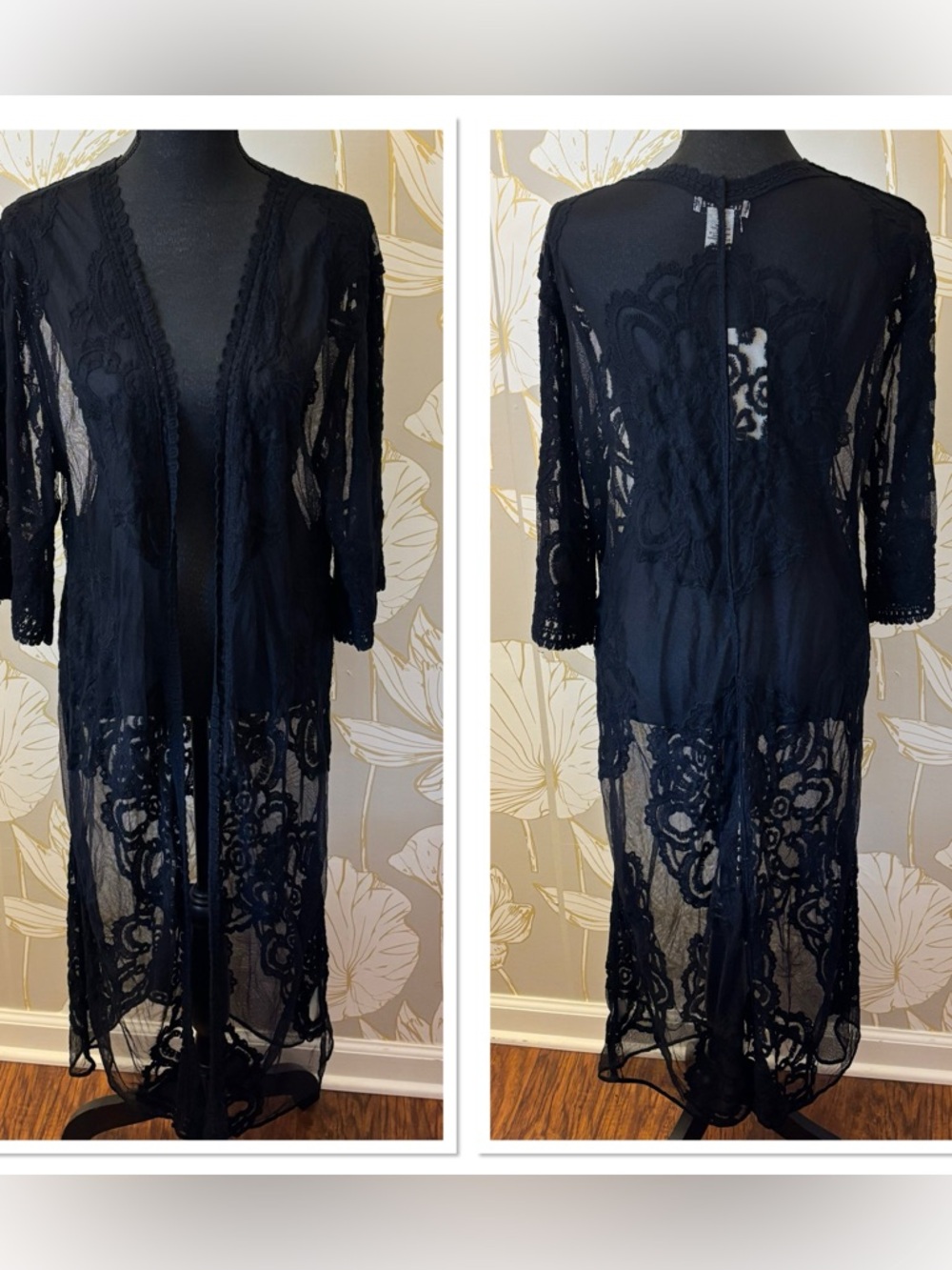 Rachel Zoe Black Sheer Lace Embroidered Cover-Up